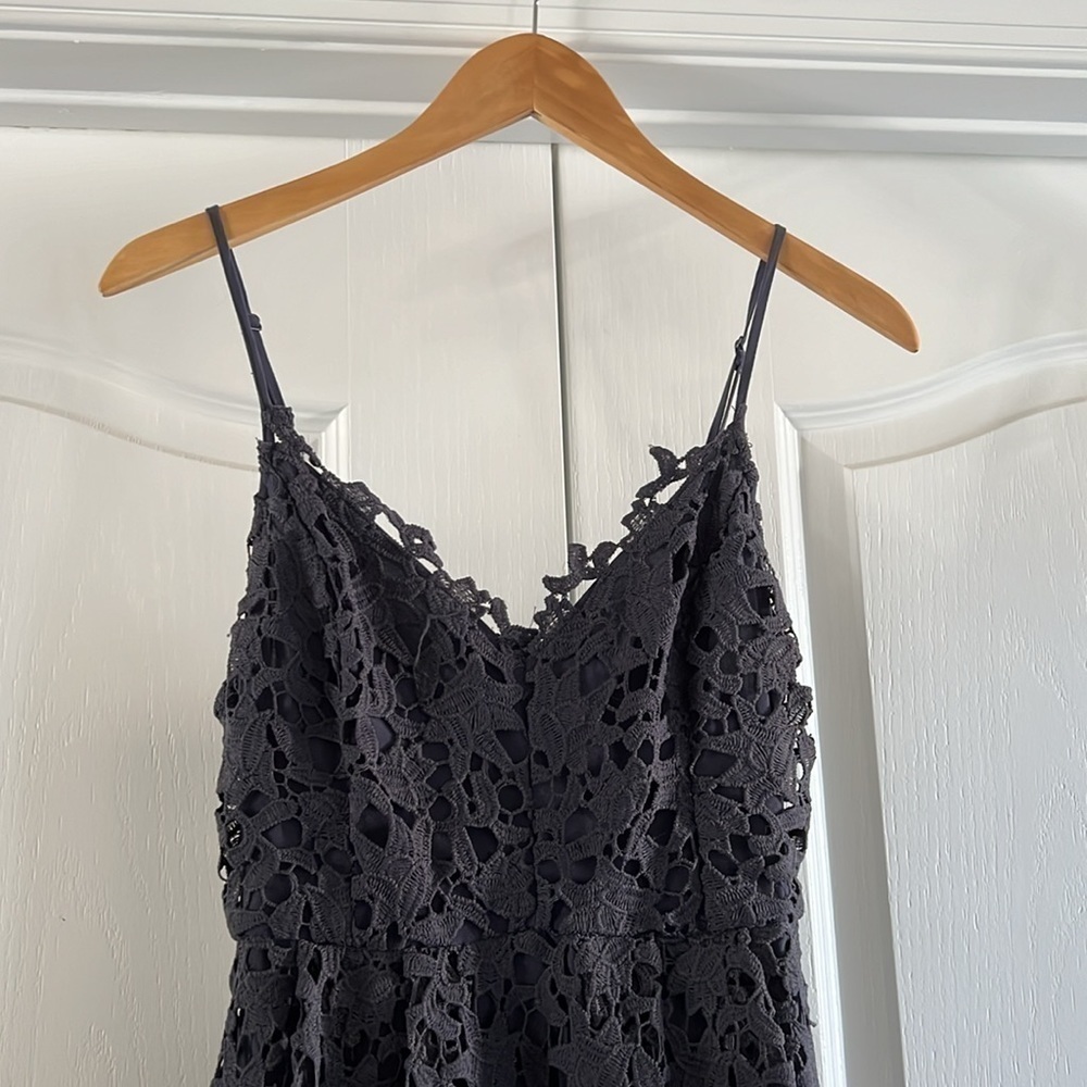 Astr Navy Blue Lace Midi Dress - Picture 6 of 10